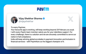 Paytm's CEO on X.com